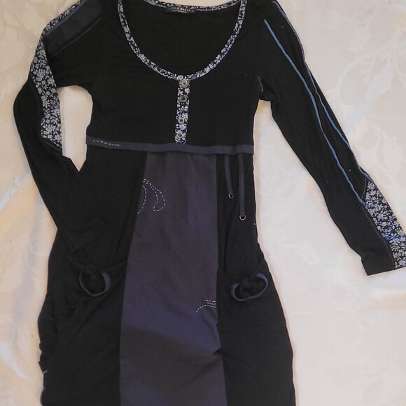 🎉SOLD🎉Forla Paris Art Dress Rag Doll Grey Stitches Patchwork Y2K - Picture 1 of 9